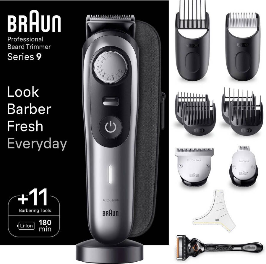 Braun Baardtrimmer Series 9 BT9440 Trimmer Met Kapperstools en 180 Minuten Gebruiksduur