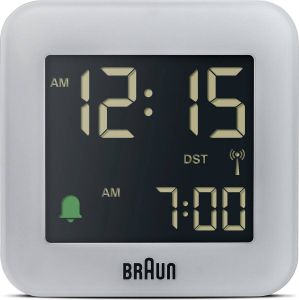 Braun BC08G-DCF Wekker Digitaal Radiogestuurde tijdsaanduiding Reis Grijs