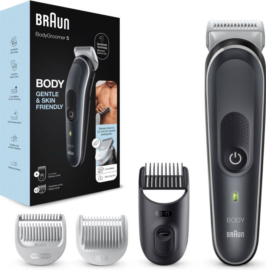 Braun BodyGroomer 5 BG5340 Manscaping Tool Voor Mannen Met Kam Voor Gevoelige Zones