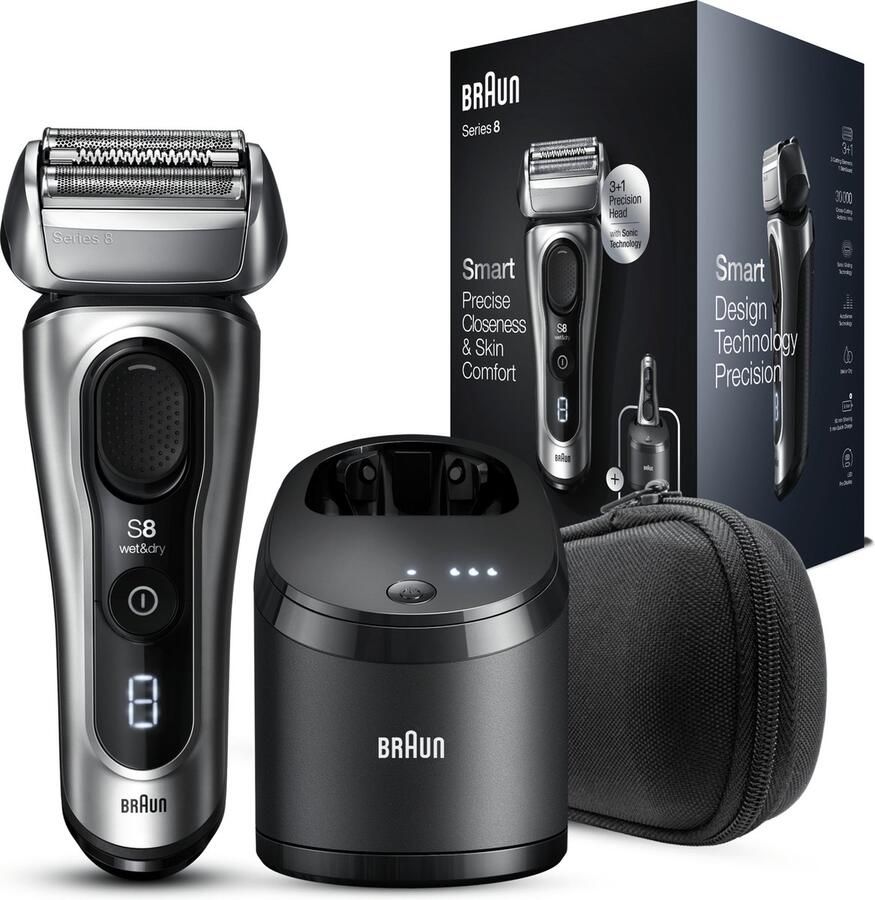 Braun Series 8 8457cc Wet&Dry Scheerapparaat Met scheerblad Trimmer Zwart Zilver