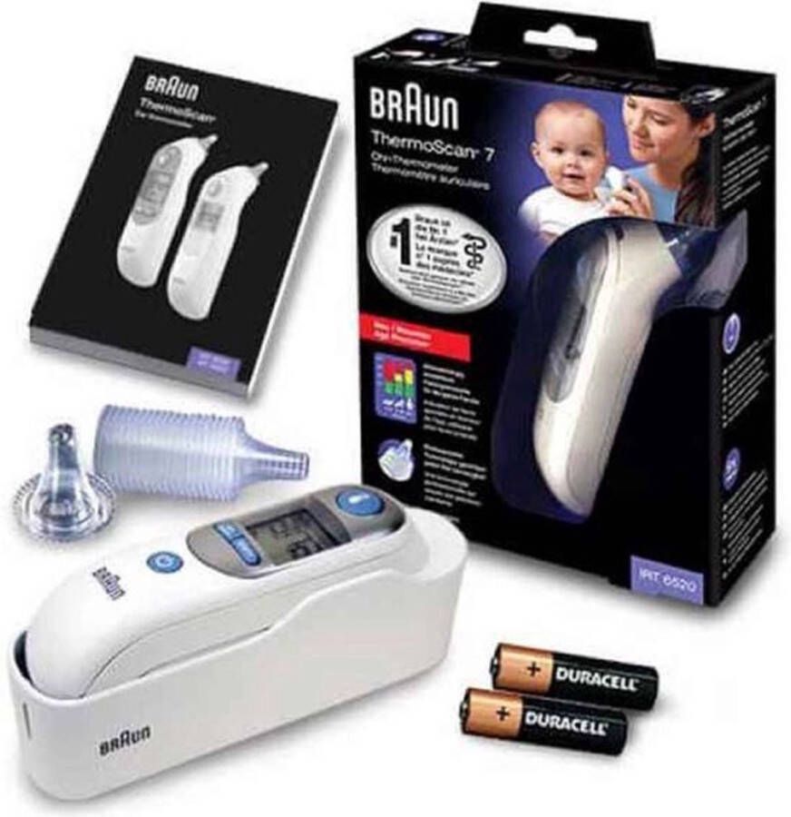 Hillrom Braun digitale Oor thermometer plus 20 stuks Bechermkapjes Hygiëne Covers Inclusief batterijen IRT 6520 Meet op basis van leeftijd Nauwkeurige meter Met nachtverlichting Oormeter Oorthermometer Thermoscan De Veiligheids-winkel