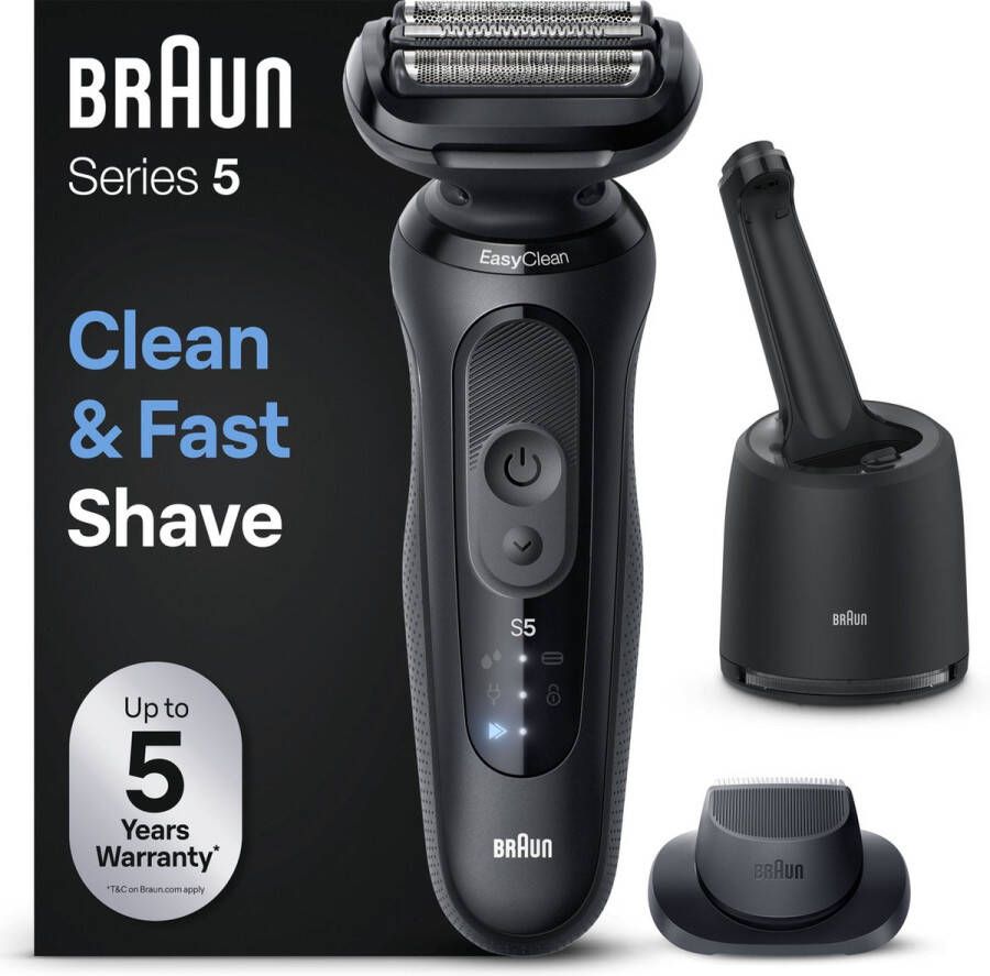 Braun Elektrisch Scheerapparaat Series 5 Met SmartCare Center EasyClick-opzetstukken 52-N7200cc Zwart