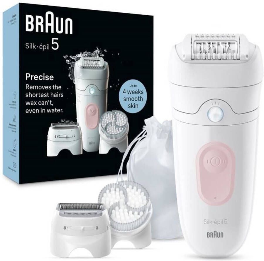 Braun Elektrische epilator Silk-épil 5 Gemakkelijk ontharen Langdurig zachte huid 5-060 Wit Roze