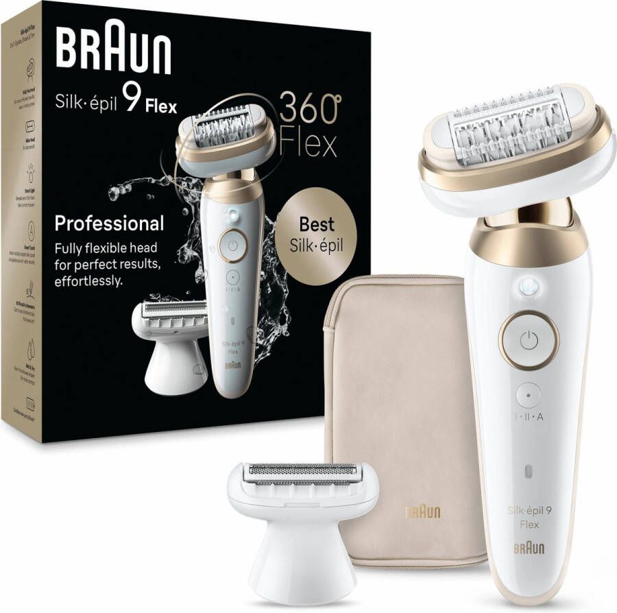 Braun Elektrische epilator Silk-épil 9 Flex Gemakkelijk ontharen 9-041 3D Wit Goud