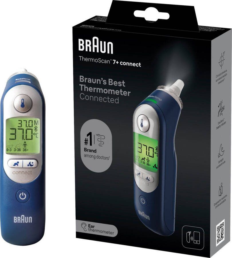 Braun IRT6575NWE ThermoScan 7+ connect Oorthermometer Werkt met Family Care™-app Age Precision -technologie Digitaal display met kleurcodes Prettig voor baby's kinderen Merk nr. 1 bij artsen - Foto 2