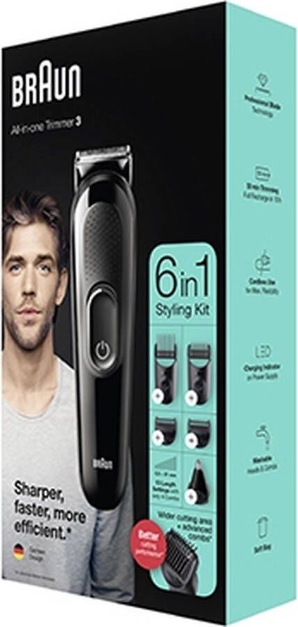 Braun 3 MGK3322 All-in-one Trimmer Tondeuse snoerloos zwart