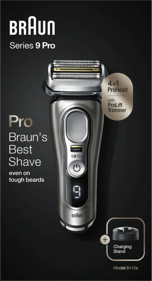 Braun Elektrisch scheerapparaat Series 9 Pro- 9415s 4+1 scheerkop met prolift trimmer met 60 min. accucapaciteit wet&dry