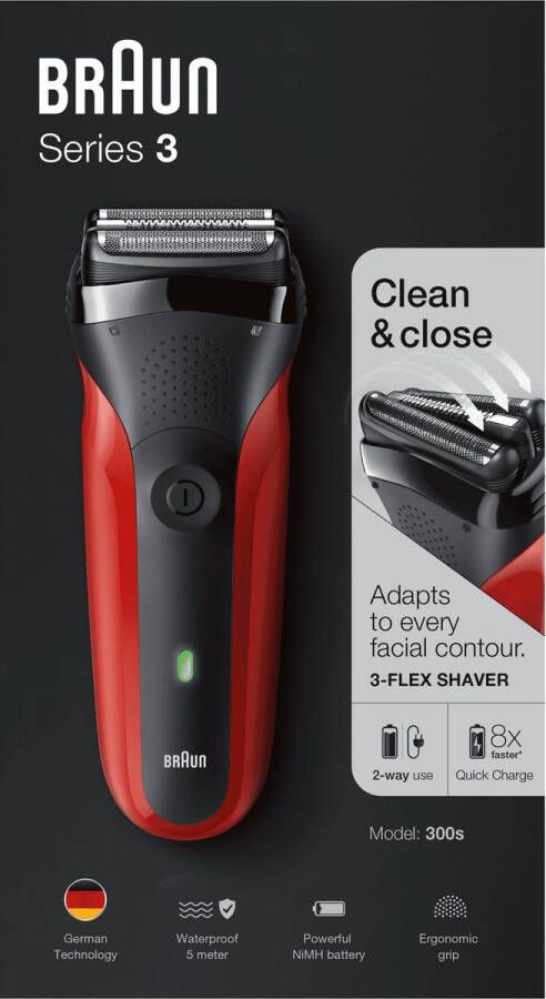 Braun Series 3 300s Elektrisch Scheerapparaat Mannen Rood