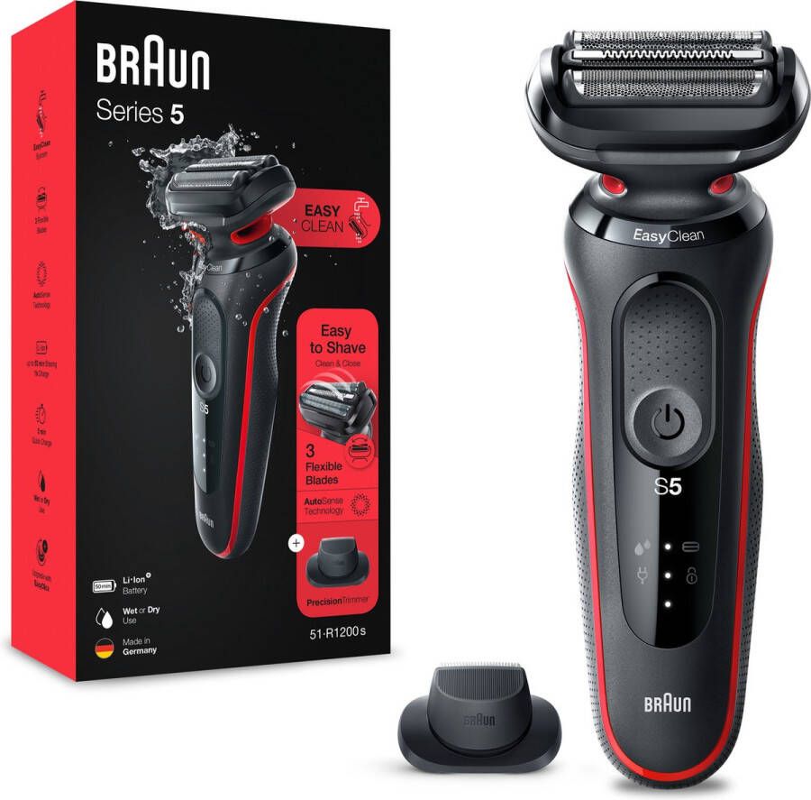 Braun Series 5 51-R1200s Elektrisch Scheerapparaat Mannen Met Precisietrimmer Rood