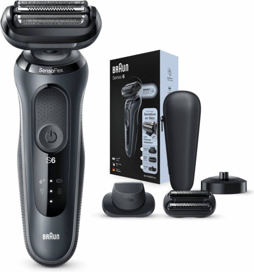 Braun Series 6 60-N4820cs Grijs Elektrisch Scheerapparaat met Precisietrimmer en Baardtrimmer