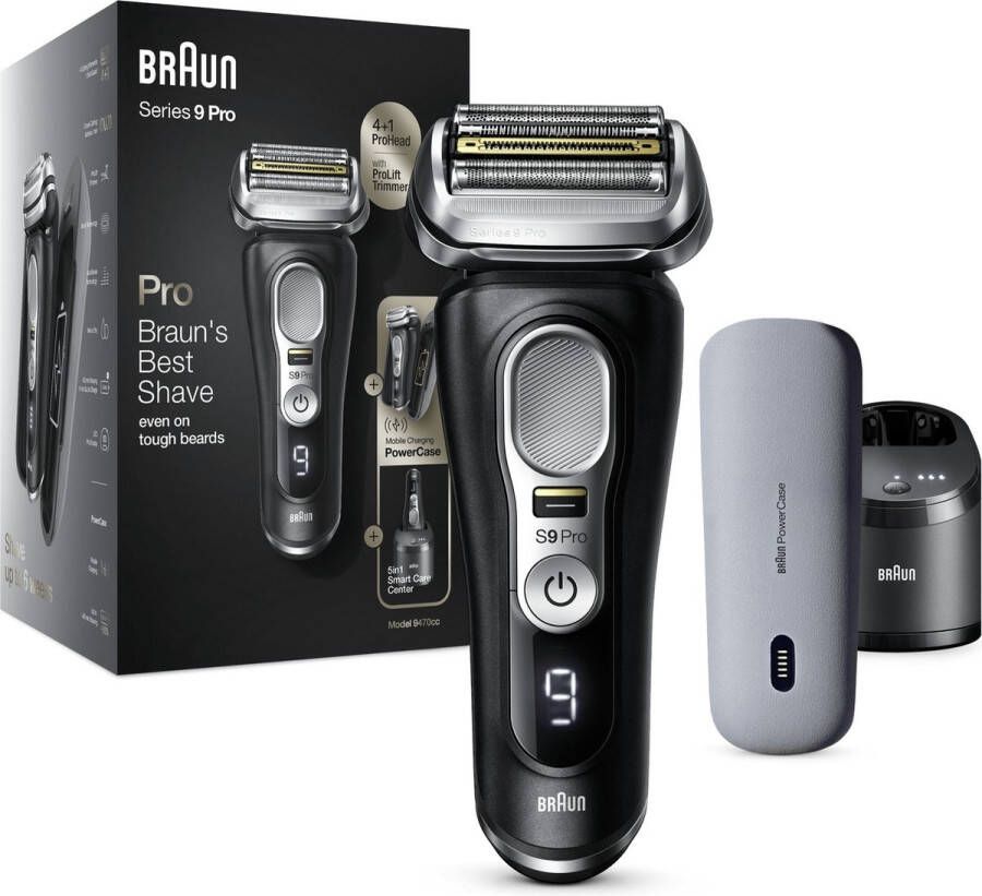 Braun Series 9 9470cc Wet&Dry Scheerapparaat met scheerblad Trimmer Zwart Chroom