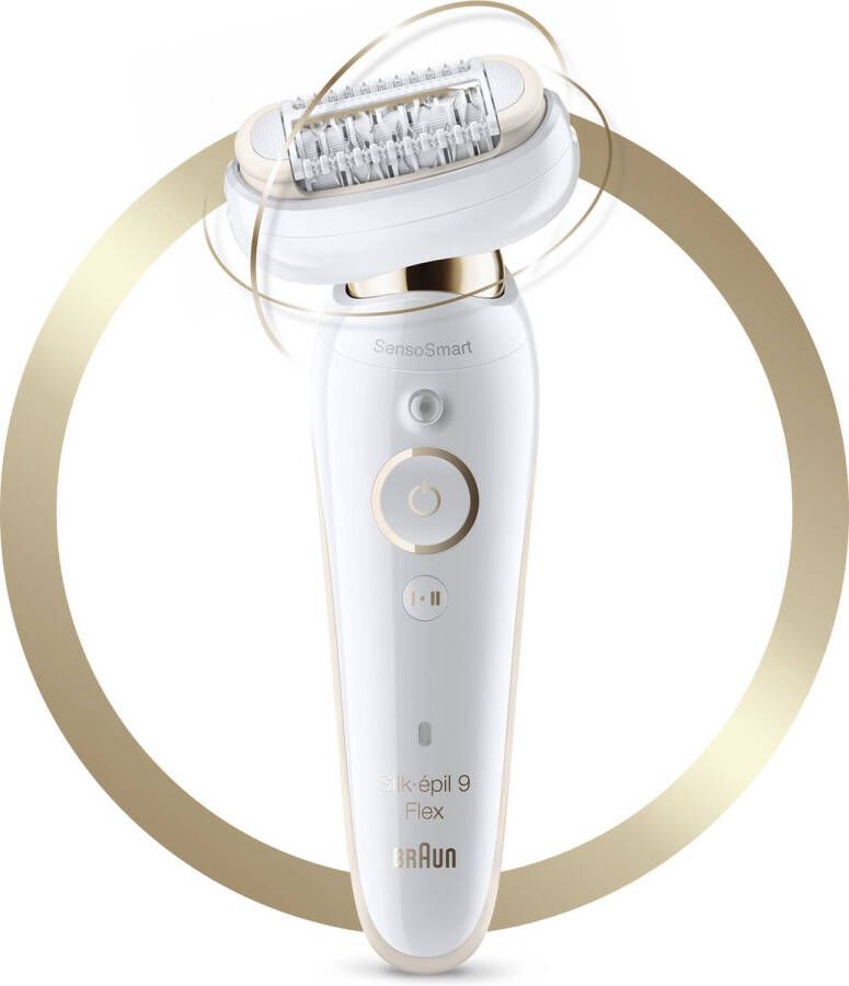 Braun Silk-épil 9 Flex 9-001 Epilator Met Flexibele Kop Makkelijker Ontharen Wit Goud