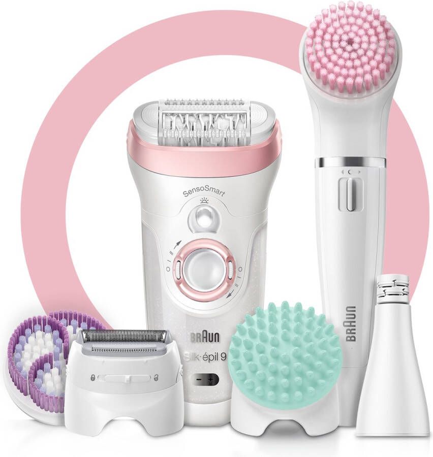 Braun Epilator Silk-épil Deluxe Beauty-Set 9-995 Deluxe 9-in-1 draadloze wet&dry ontharing voor gezicht en lichaam