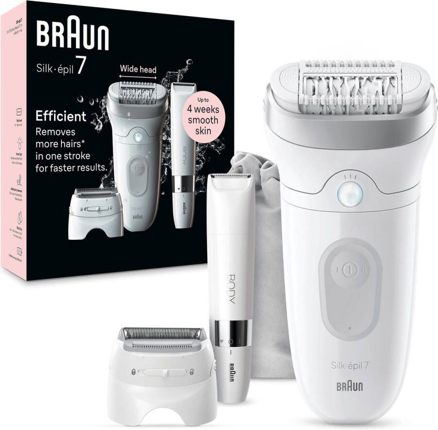 Braun Silk·épil 7 Epilator voor Eenvoudige Ontharing Langdurig Gladde Huid 7-441 Wit Zilver