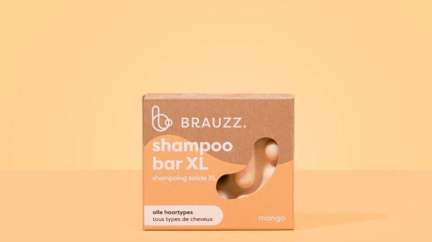 BRAUZZ. Shampoo bar XL (93g) Alle haartypes Mango geur Jojoba olie hydrateert Tarweproteïne herstelt uniek design