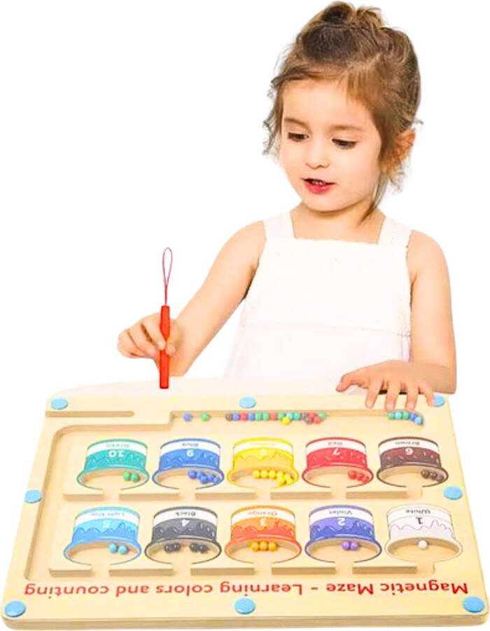 Brazukka Magnetisch Doolhof- Sensorisch Speelgoed- Sorteren Speelgoed- Montessori Speelgoed- 3 jaar- Houten Speelgoed