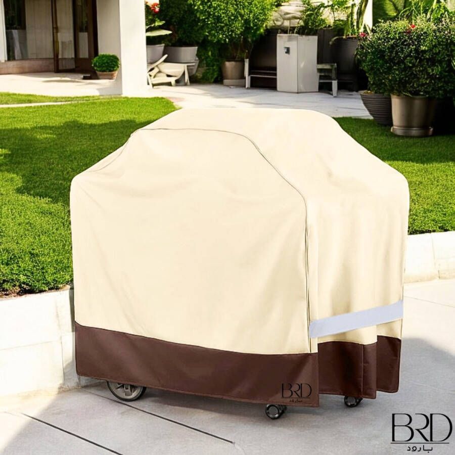 BRD Outdoor BBQ Hoes Beige Khaki-Bruin maat S 145x61x117cm inclusief opbergtas Tweezijdig 600D Oxford met PVC coating