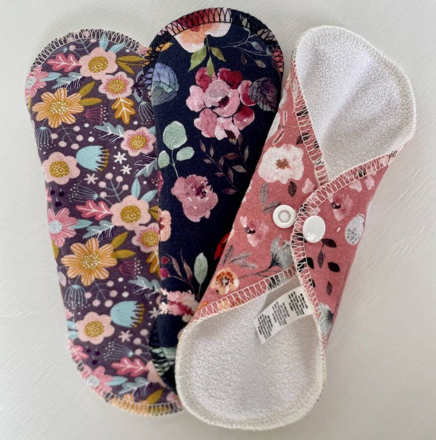Breberky wasbare inlegkruisjes set 3 stuks bloemenprints wasbaar herbruikbaar zero waste