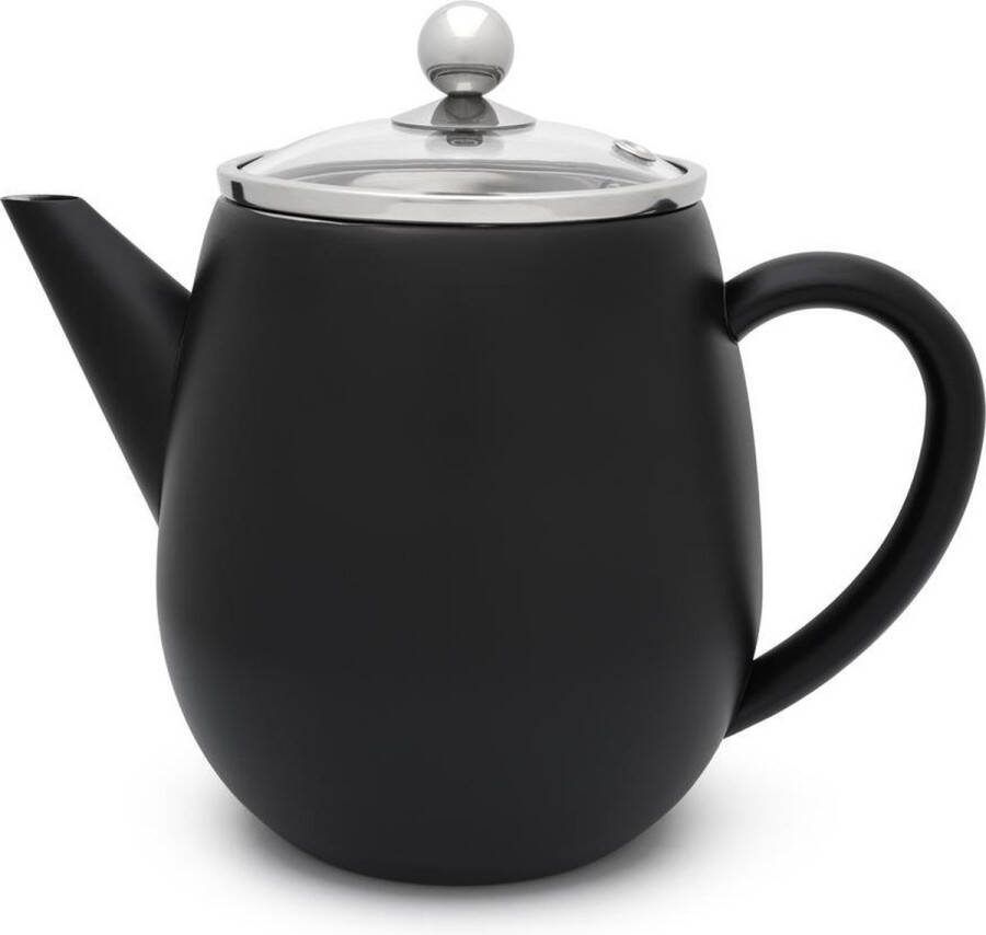 Bredemeijer Theepot Duet Eva 1 1L mat zwart met filter Dubbelwandig
