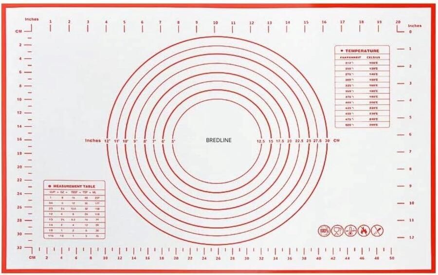 Bredline Deegmat Bakmat Ovenmat Bakken Koken BPA vrij siliconen Herbruikbaar 1 stuk 70 x 50 Extra groot kwaliteit
