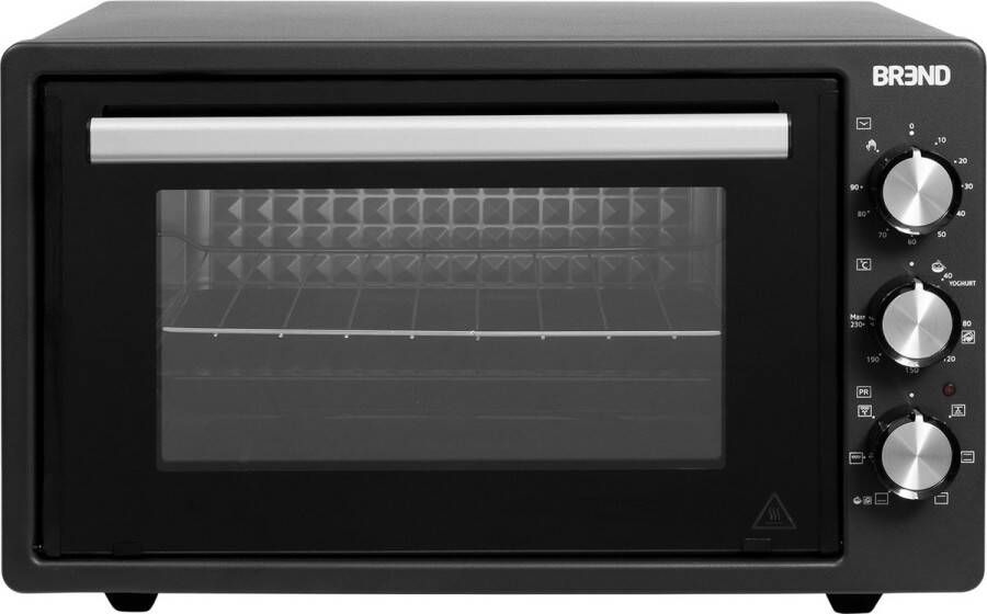 BREND BR-2210 Vrijstaande elektrische oven 37 Liter Mini oven 1500W met zelfreinigingsfunctie 90 min. Timer Incl. accessoires tot 240 graden Zwart