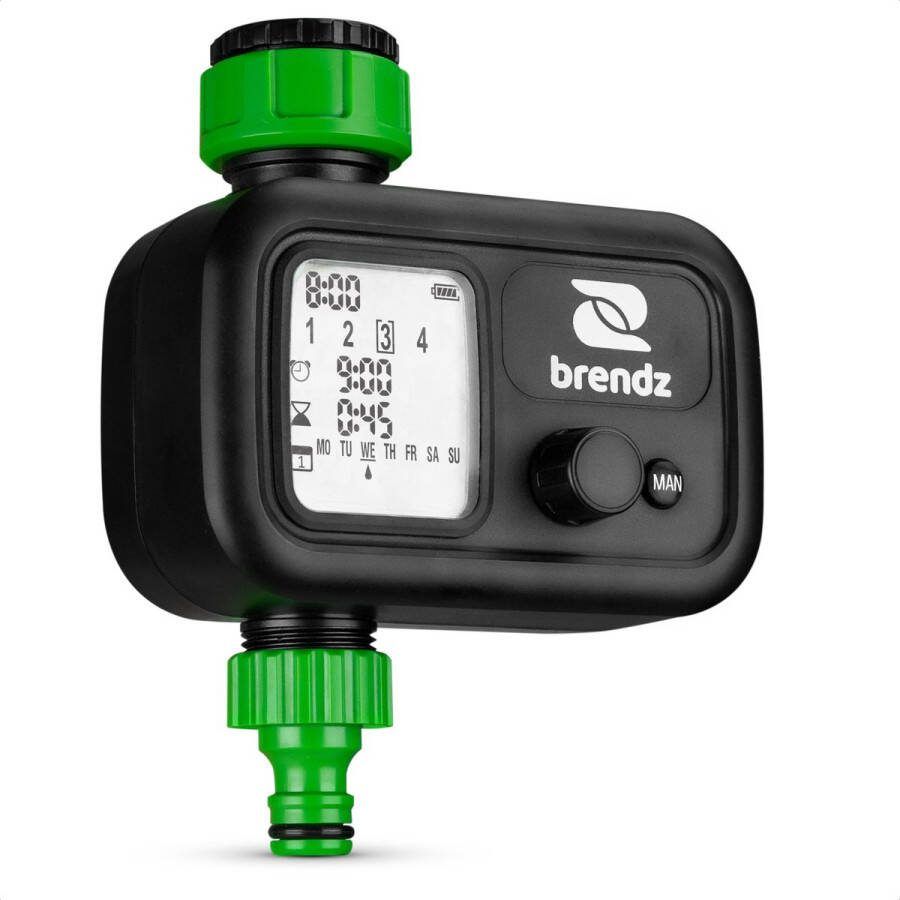 Brendz Valera Automatisch Irrigatiesysteem Gemakkelijk in te stellen Tot 4 programma's LCD Scherm Handmatige besproeiingsfunctie Bewateringssysteem met Watertimer Besproeiingscomputer