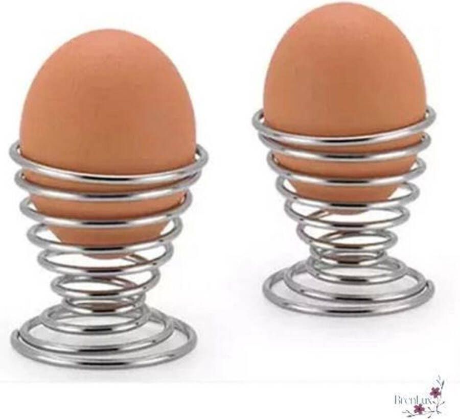 BrenLux ✿ Eierdopjes 2 stuks Spiraal eierdopjes Hippe eierdop Eierdopjes RVS Luxe eierdop Eierhouder roest vrij staal