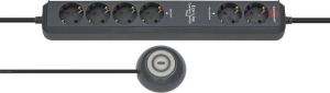 Brennenstuhl Eco-Line Comfort Switch Plus Stekkerdoos 6-voudig (2 permanente 4 schakelbare stopcontacten verlichte voetschakelaar) Single antraciet
