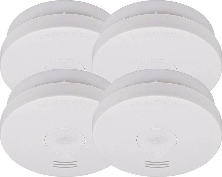 Brennenstuhl 1290050004 Rookmelder Set van 4 stuks Incl. batterij (10 jaar) werkt op batterijen