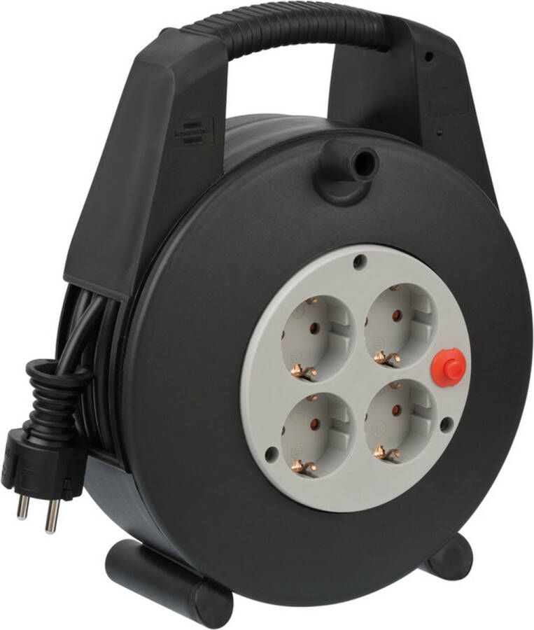 Brennenstuhl Vario Line Kabelbox 4-voudig mini-Kabelhaspel (kabelhaspel voor binnen 15 m kabel Made in Germany) zwart grijs