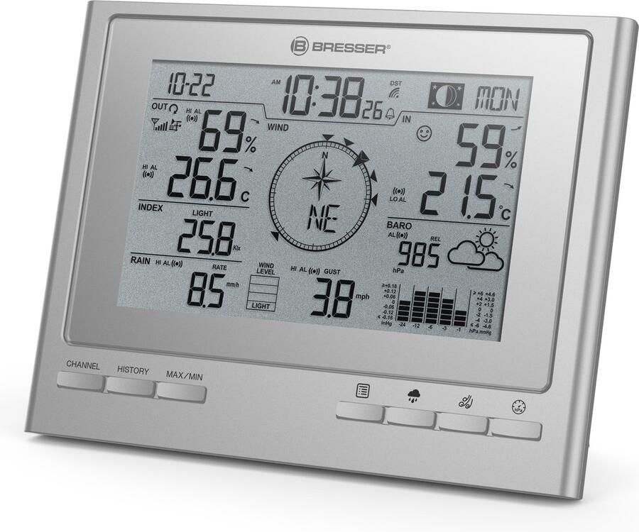 Bresser Weerstation Basisstation Compatible met 7003100 Zilver