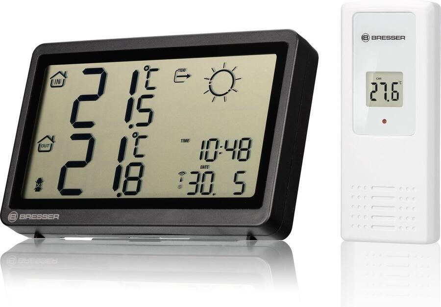 Bresser Weerstation Meteo Temp HZ Zwart Draadloos Extra groot scherm Weersverwachting Vorstwaarschuwing