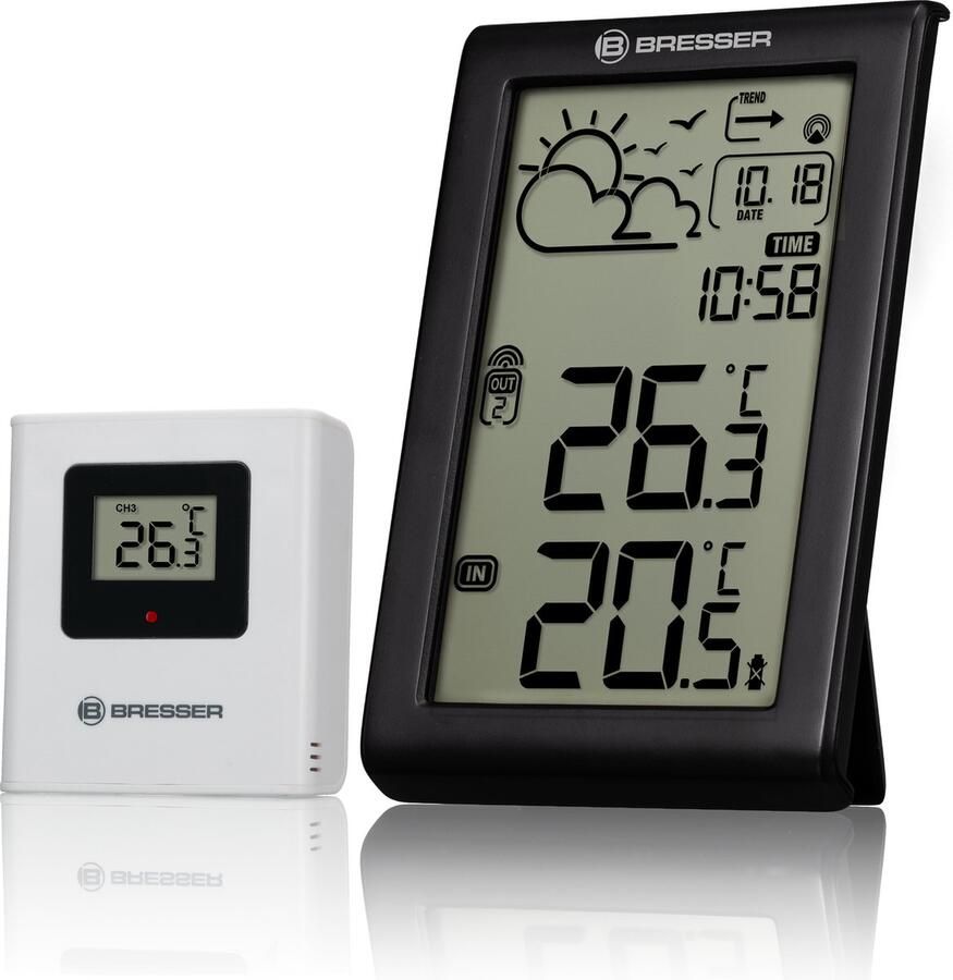 Bresser Weerstation Meteo Temp W DCF-radiosignaal Grote cijfers Vorstalarm Thermo Hygro Meter