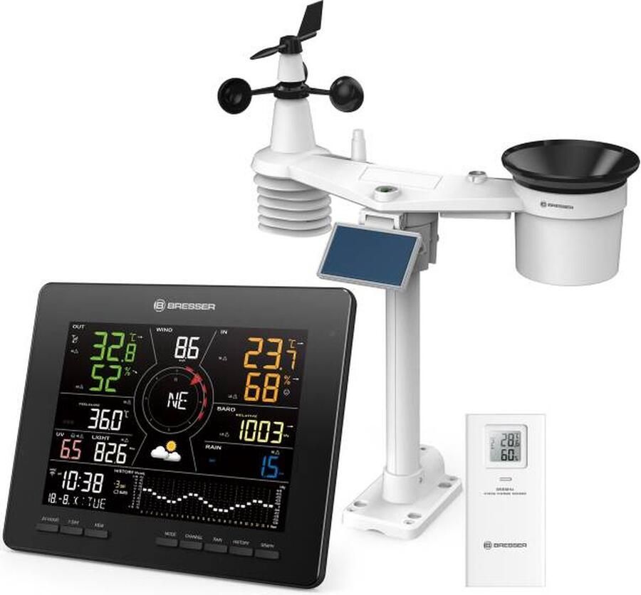 Bresser Weerstation WLAN 4CAST 7-in-1 Sensor met Solarpanel Met Uitgebreide Meetgegevens