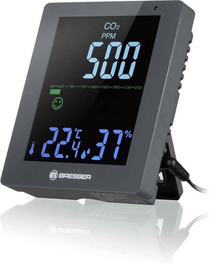 Bresser Weerstation CO²-meter Air Quality Monitor Smile Grijs Met LED-display