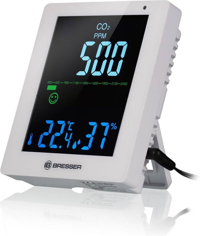 Bresser Weerstation CO²-meter Air Quality Monitor Smile Wit Met LED-display