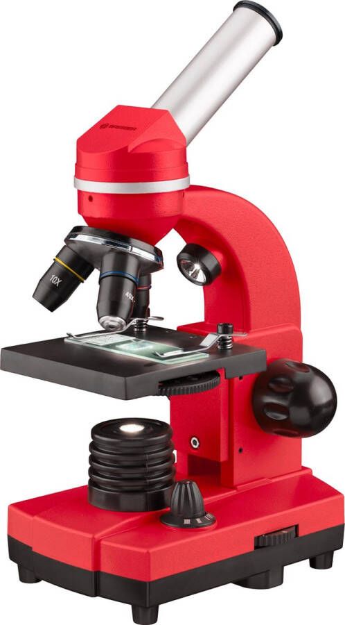 Fietsaccessoires Bresser microscoop junior 29 cm staal rood 28-delig