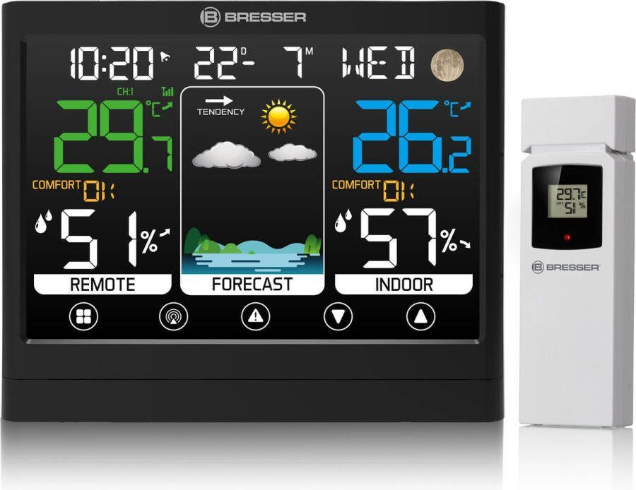 Bresser Weerstation MeteoTemp BF Touch Screen Zwart Thermo Hygro meter Binnen en Buiten