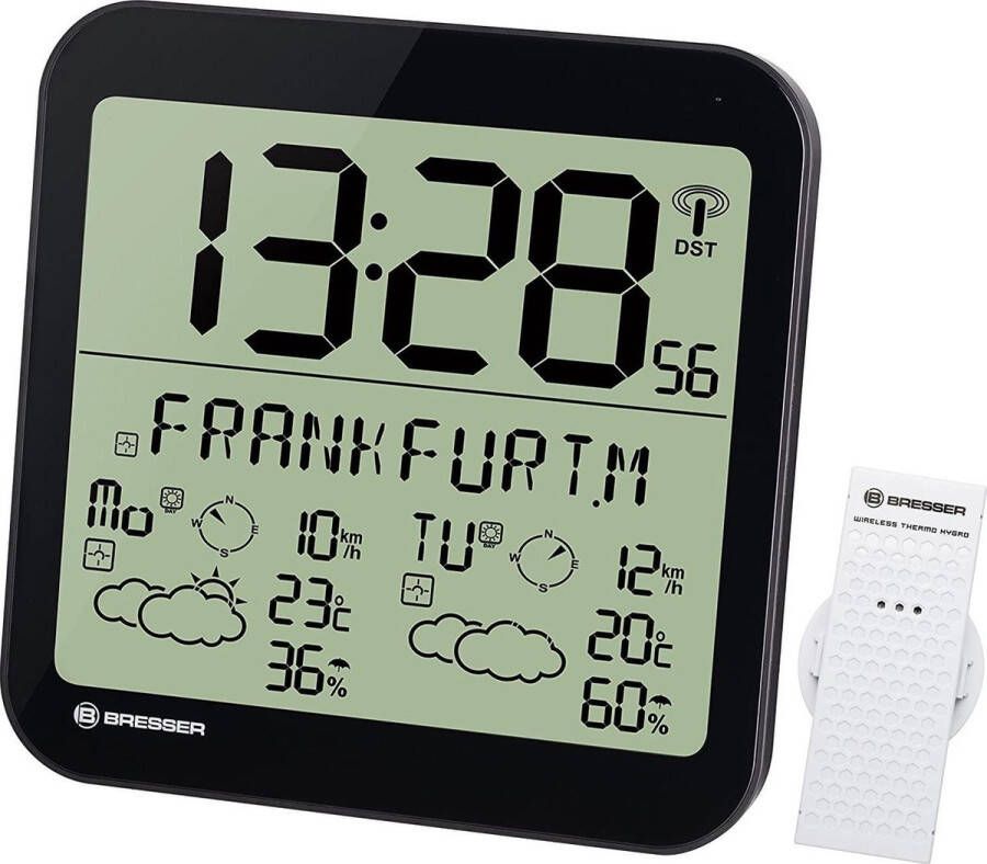 Bresser MyTime Meteotime LCD weer-wandklok zwart
