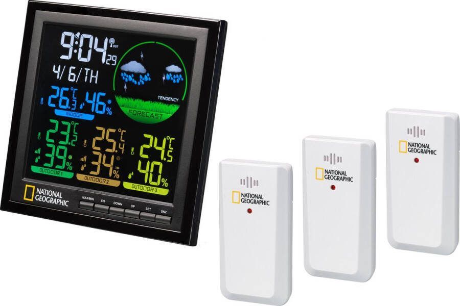 Bresser National Geographic Weerstation Incl. 3 Sensoren Met Kleurendisplay
