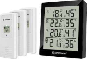 Bresser Weerstation Temeo Thermo- en Hygrometer Zwart incl. 3 Sensoren Voor Binnen en Buiten