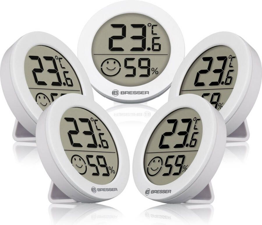 Bresser Thermo- en Hygrometer Set van 5 Wit Meet je Binnenklimaat