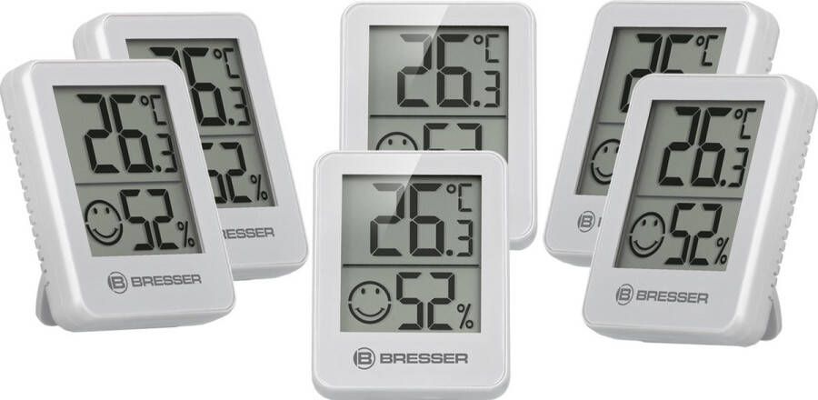Bresser Thermo- En Hygrometer Set van 6 Wit Temperatuur en luchtvochtigheid