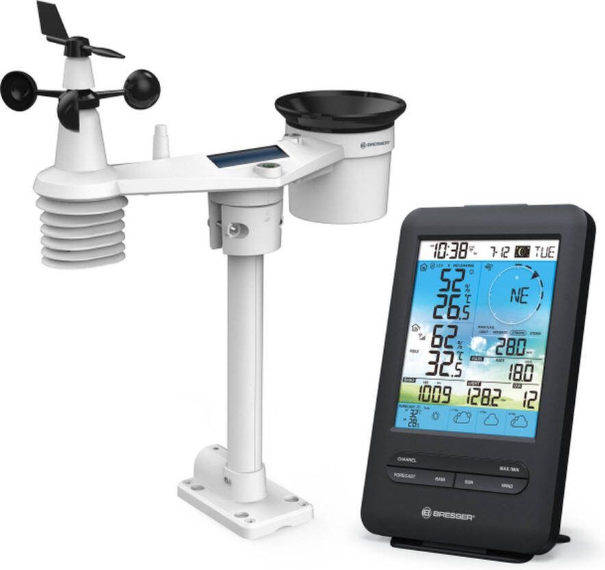 Bresser Weerstation 4CAST Met WIFI en 7-in-1 Buitensensor Geeft Gevoelstemperatuur Aan