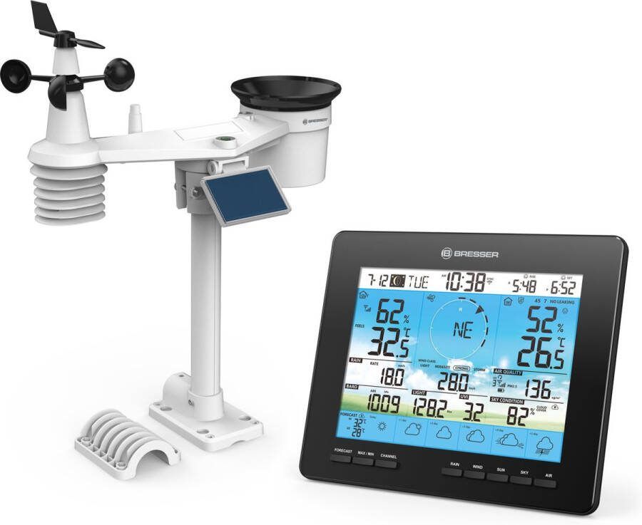 Bresser Weerstation 4CAST PRO- WIFI 6-daagse Weersvoorspelling 7-in-1 Buitensensor