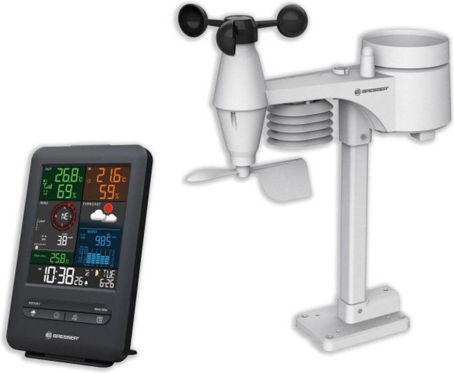 Bresser Weerstation 5-in-1 Beaufort met Kleurendisplay Voor Binnen en Buiten Zwart