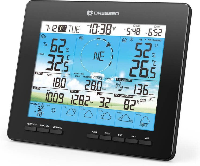 Bresser Weerstation Basisscherm Compatibel met 7003210 Zonder Sensor