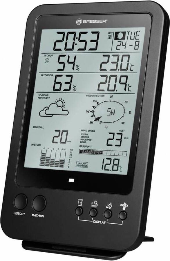 Bresser Weerstation Basisstation 5-in-1 Weerstation 7002510 Weersvoorspelling Zwart