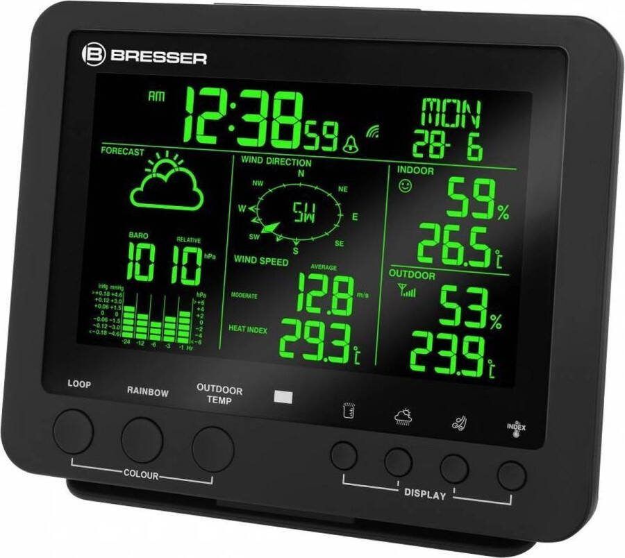 Bresser Weerstation Basisstation 5-in-1 Weerstation 7002520 Klimaatindicator Veranderd kleurendisplay
