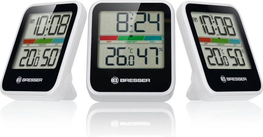 Bresser Weerstation Climate Monitor thermo- hygrometer DCF Set van 3 Wit